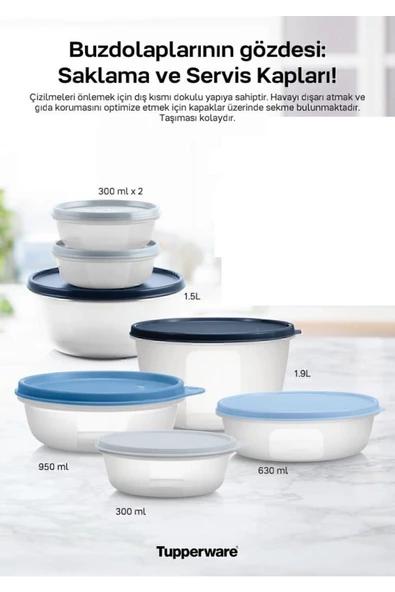 Tupperware Saklama , Taşıma ve Servis Kabı Seti 7 li