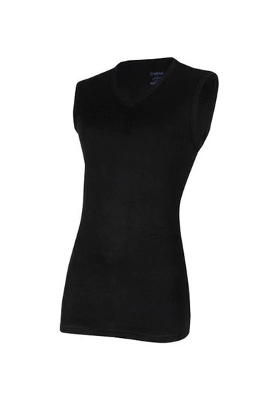 Yıldız 123-124 Erkek V Yaka Süper İnce Sıfır Kol Atlet  Siyah M ürün görseli