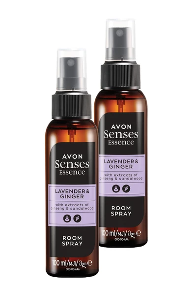 AVON Senses Essence Lavender & Ginger Lavanta ve Zencefil Kokulu Oda Spreyi 100 Ml. İkili Set