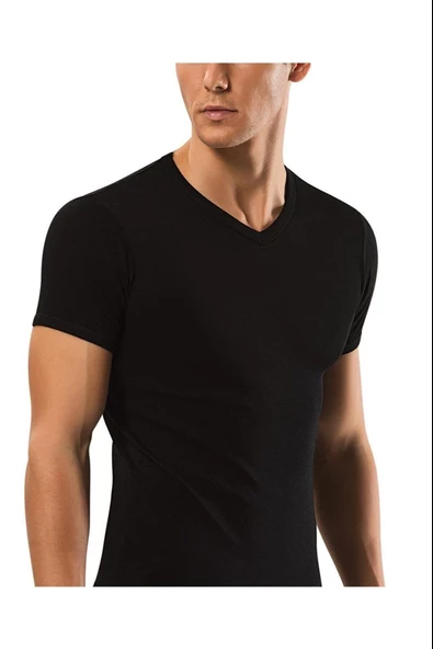Yıldız Erkek Ribana V yaka Body Atlet - 1 Adet  Siyah 2XL - 1