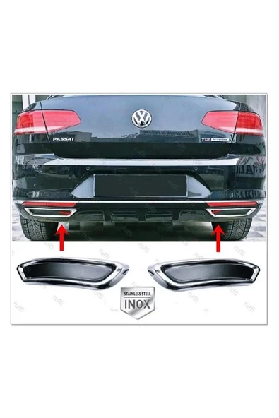 Vw Passat B8 Chrome Exhaust Look Diffuser 2015-2019 Paslanmaz çelik