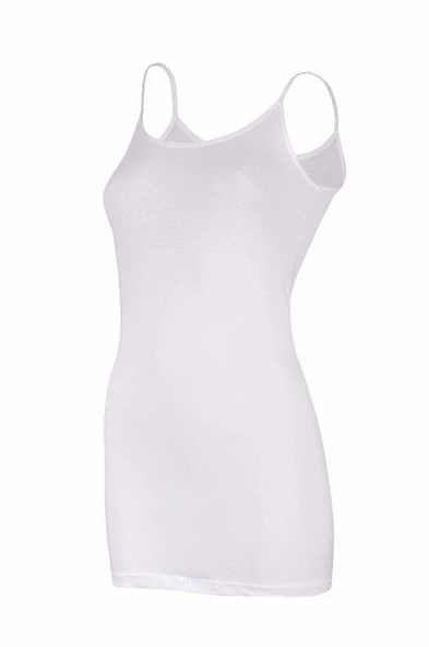 Yıldız Kadın İp Askılı Likralı Uzun Atlet 3'Lü Paket - 2265-2266  Beyaz XL - Resim 3