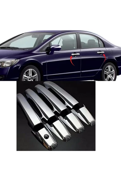 Honda Civic Krom Kapı Kolu 4 Kapı 2005-2011 Paslanmaz Çelik