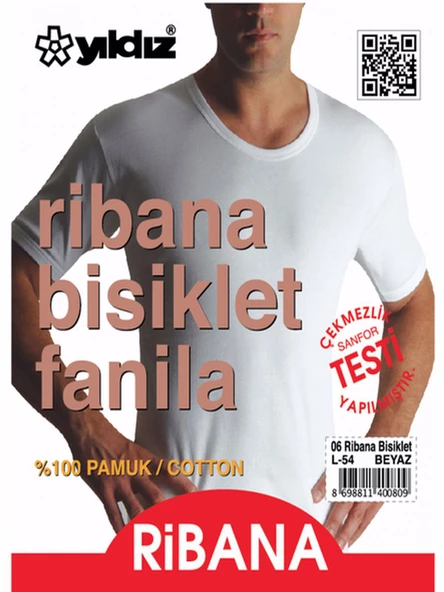 Yıldız Erkek Ribana Bisiklet Yaka Fanila Atlet 06 - 6 Adet  Beyaz S