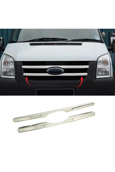 Ford Transit Uyumlu Krom Ön Panjur 2 Parça 2006-2014 Arası Paslanmaz Çelik