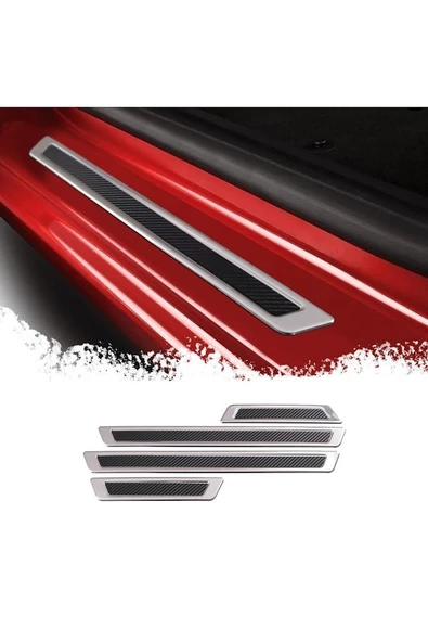 Mercedes A Class W169 Krom+karbon Kapı Eşik Koruması 4 Parça 2004-2008 Arası Uyumlu - 4
