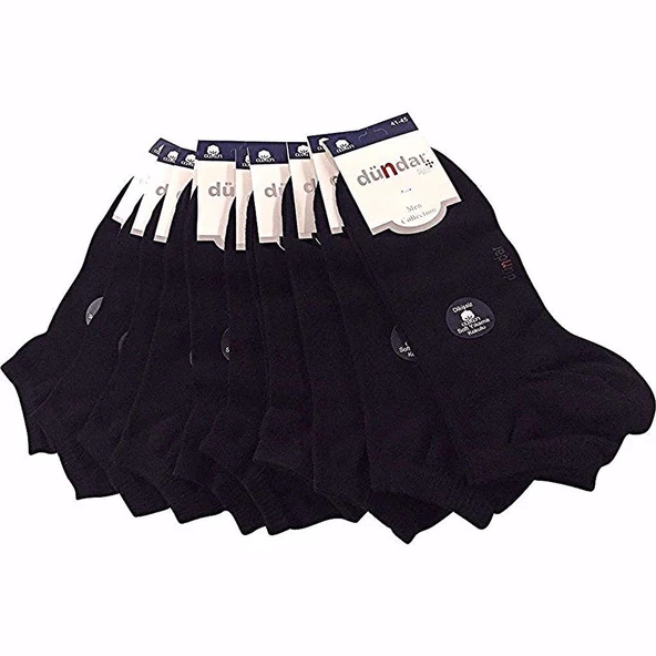 6 Adet Dündar Unisex Patik Dikişsiz Cotton Plus Çorap  Siyah 36-40