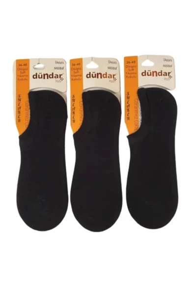 Dündar Kadın Modal Plus Pastel Renk Sneaker Çorap 6876 - 12 Adet  Siyah 36-40 - 2