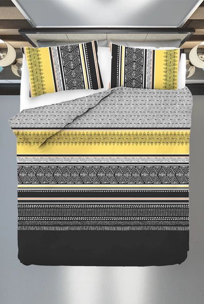 Upstyle Nevresim Seti Çift Kişilik Baskılı Formas Sarı-Siyah ürün görseli 1