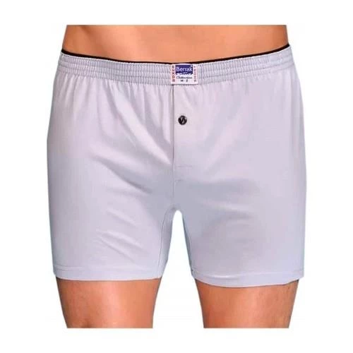 2 Adet Berrak 1099 Düğmeli Erkek Boxer %100 Pamuk Penye Boxer   XL Gri