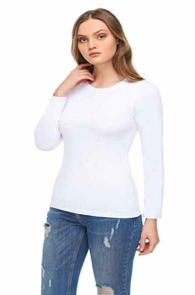 Tutku Elit 2203 Kadın Uzun Kol Fanila Body - 1 Adet  Beyaz M
