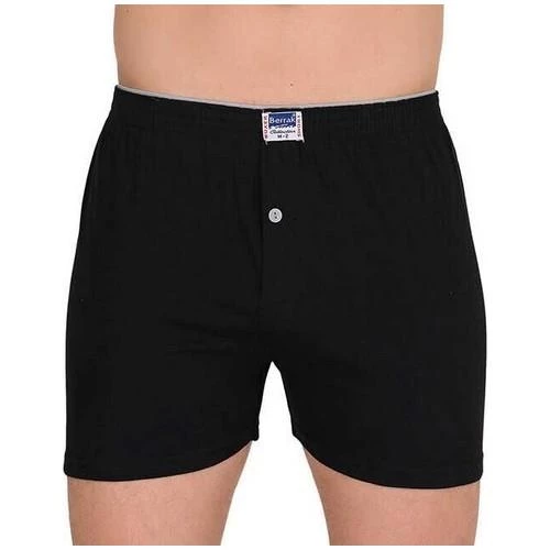 2 Adet Berrak 1099 Düğmeli Erkek Boxer %100 Pamuk Penye Boxer   XL Siyah