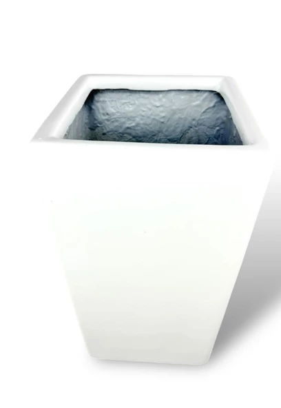 Nettenevime Fiber Saksı Beyaz Dik Dörtgen Vazo Dekoratif Saksı Fiberglas 25*25*50cm - 2