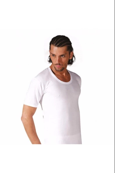 Seher Yıldızı Erkek Penye Bisiklet Yaka Fanila Atlet 002 - 6 Adet   Beyaz 3XL - Resim 2