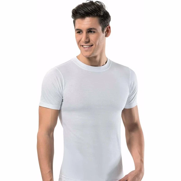 3'Lü Erdem 1165 Penye Lux Kapalı Yaka Erkek Fanila  Beyaz XL