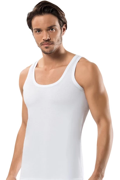 6'Lı Erdem 1100 Erkek Penye Süprem Atlet  Beyaz XL