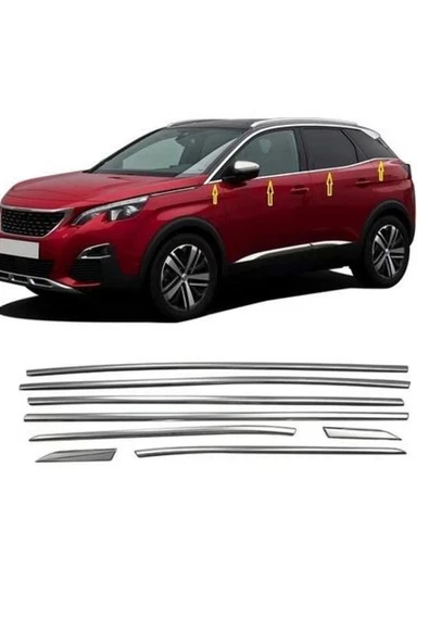 Peugeot 3008 Krom Cam Çıtası 8 Parça 2016 Ve Üzeri Paslanmaz Çelik