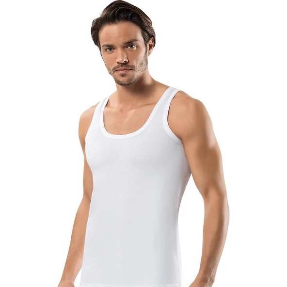 6'Lı Erdem 1100 Erkek Penye Süprem Atlet  Beyaz XL - Resim 3