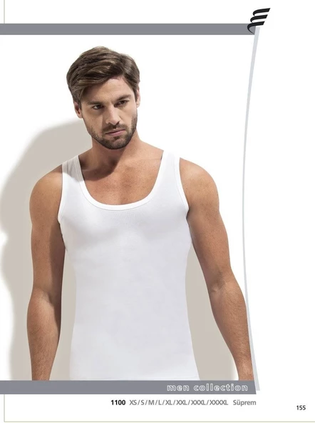 6'Lı Erdem 1100 Erkek Penye Süprem Atlet  Beyaz XL - Resim 2