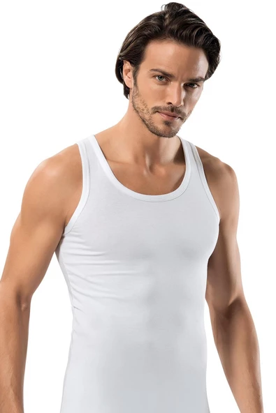 3'Lü ERDEM 1116 ERKEK LİKRALI ATLET  Beyaz M