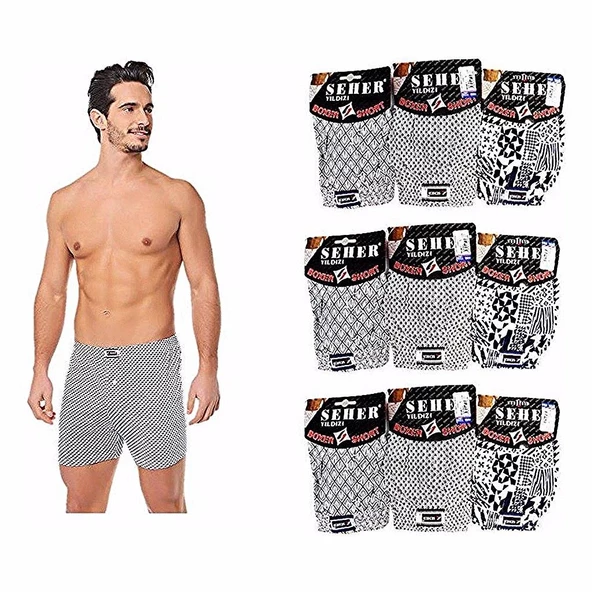 6 Adet Seher Yıldızı Erkek Boxer Karışık Desen  2XL Karışık Renk