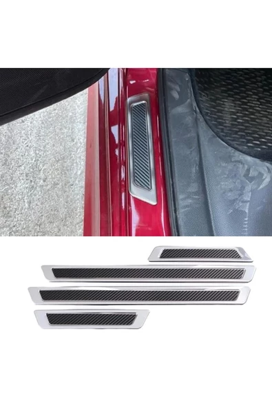 Fiat Doblo Krom+karbon Kapı Eşik Koruması 4 Parça 2010-2015 Arası Uyumlu - 3