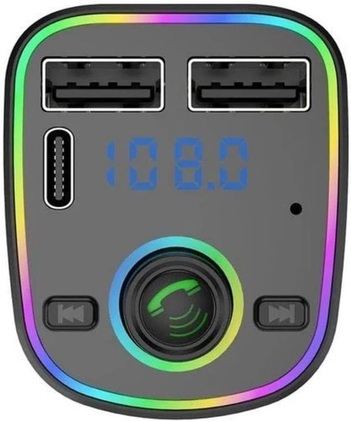 Cosmostech Car C2 Araç Fm Transmitter 5.3 Bluetooth Araç Kiti Hızlı Şarj Qc 3.1 Çift USB ve TYPE-C Mp3 Sd Kart Çakmaklık Girişli Oto Müzik Çalar - 2