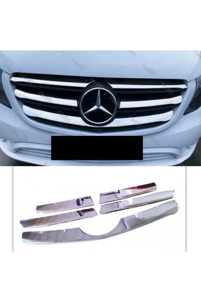 Mercedes Vito W447 Krom Ön Panjur 5 Prç 2020 Ve Üzeri Geniş Model Paslanmaz Çelik