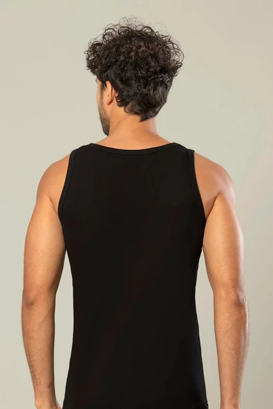 Erdem Erkek Kaşkorse Kare Yaka Askılı Atlet 1128 - 6 Adet  Siyah S - 3