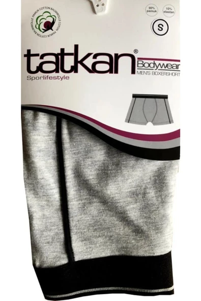 Tatkan Erkek Penye Biyeli Boxer - 3 Adet  M Gri