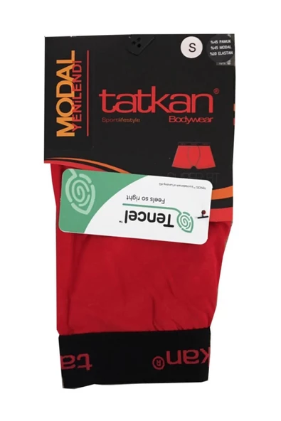 Tatkan Erkek Modal Penye Boxer - 6 Adet  L Kırmızı