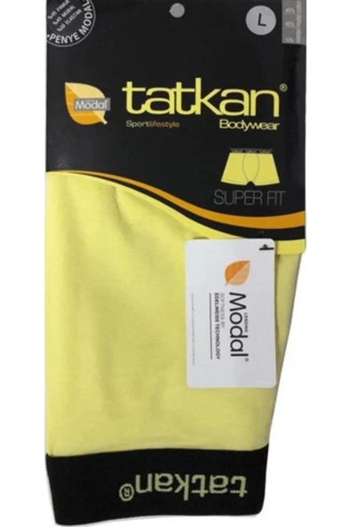 Tatkan Erkek Modal Penye Boxer - 3 Adet  Sarı S