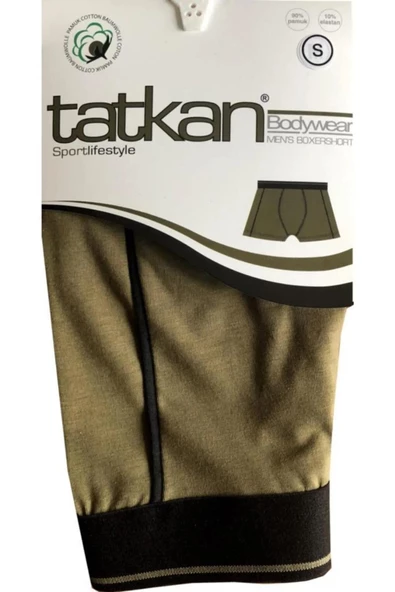 Tatkan Erkek Penye Biyeli Boxer - 3 Adet  M Haki