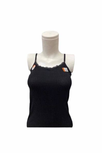 İlke Kadın Likralı Viskon İp Askılı Atlet 221 - 6 Adet  Siyah L - XL ürün görseli