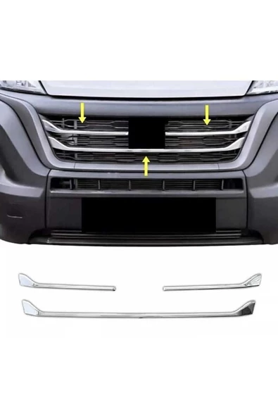 Fiat Ducato Krom Ön Panjur 3 Parça 2022> Paslanmaz Çelik