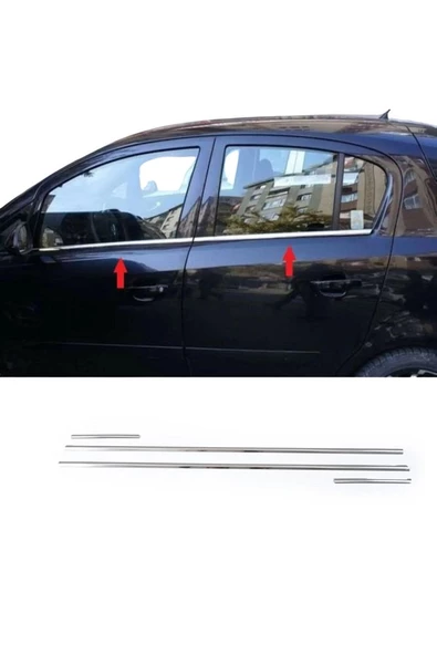 Opel Corsa D Krom Cam Çıtası 4 Parça 2007 Üzeri Uyumlu Paslanmaz Çelik Coupe