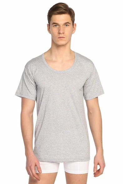 12 Adet Seher Yıldızı %100 Pamuk Erkek Fanila Kısa Kollu RENKLİ  Gri 3XL ürün görseli