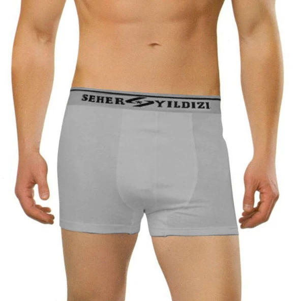 3 Adet Seher Likralı Erkek Boxer Şort Paçalı Külot  M Gri