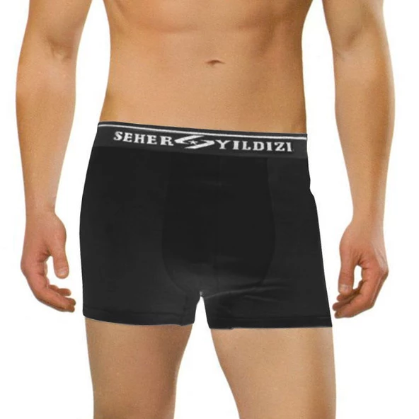 3 Adet Seher Likralı Erkek Boxer Şort Paçalı Külot  Siyah 2XL