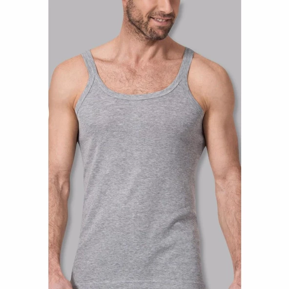 3'Lü NAMALDI 122 İnce Askılı Erkek Atlet  XL Gri - Resim 3