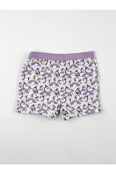 Gümüş Kız Çocuk Desenli Likralı Boxer 3072 - 6 Adet  Karışık Renk 2 (3-4 YAŞ) - Resim 2