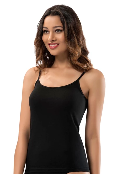 6'Lı ERDEM 2153 BAYAN İP ASKILI LİKRALI ATLET  Siyah M ürün görseli