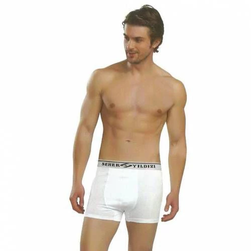 3 Adet Seher Likralı Erkek Boxer Şort Paçalı Külot  Beyaz 2XL