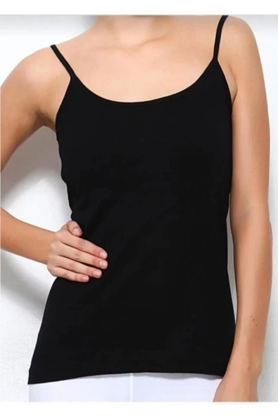 Yıldız Kadın Süper İnce İp Askılı Modal Atlet 2245 - 3 Adet  Siyah 2XL