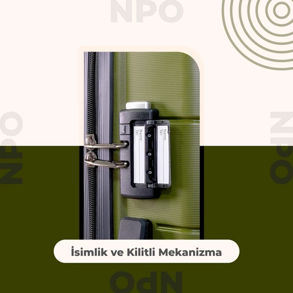 NPO Diamond PP(Polipropilen) Büyük Boy Kırılmaz Valiz - Haki - 3