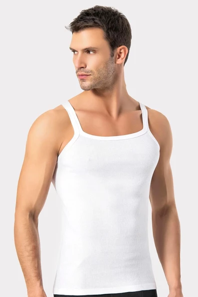 Erdem Erkek İnce Askılı Kaşkorse Atlet 1117 - 6 Adet  Beyaz 2XL - Resim 4