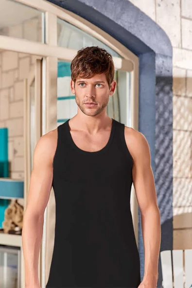 Berrak Erkek Yazlık Modal Atlet 1035 / 1043 - 6 Adet  Siyah 3XL