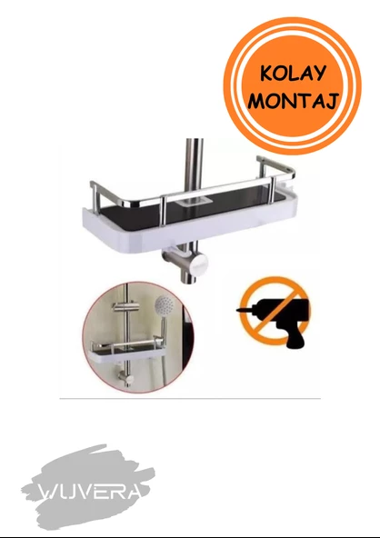 WUVERA Robot ve Sürgülü Duş Seti Sabunluk Şampuanlık Liflik Lüx Kromajlı Banyo Organizer - 2