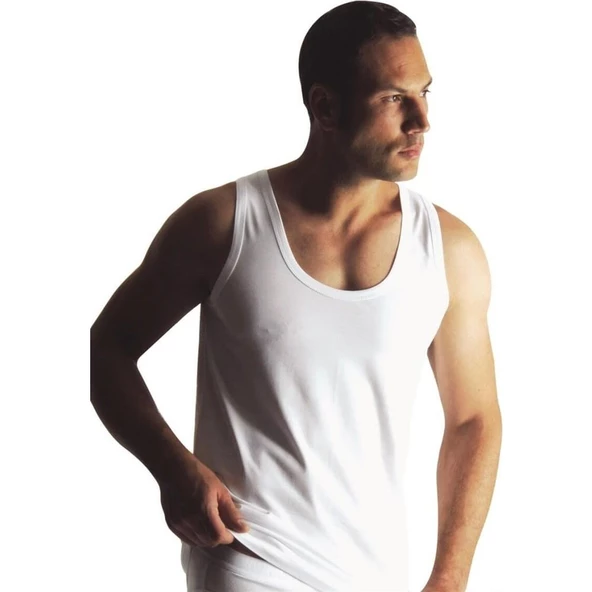 6'Lı Yıldız 00 Erkek Süprem Atlet Yüzde %100 Pamuklu  Beyaz 2XL - 1