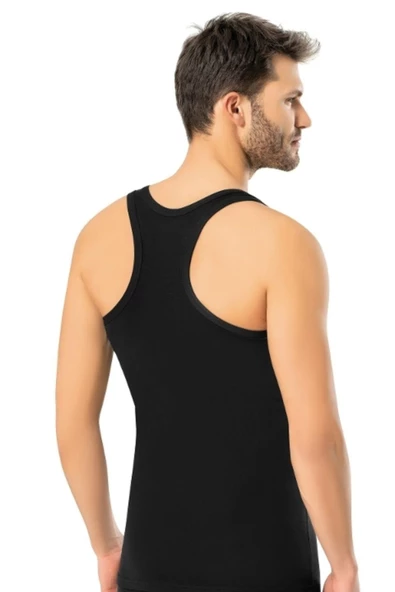 6'Lı ERDEM 1121 ERKEK LİKRALI SPORCU ATLET  Siyah L - Resim 2